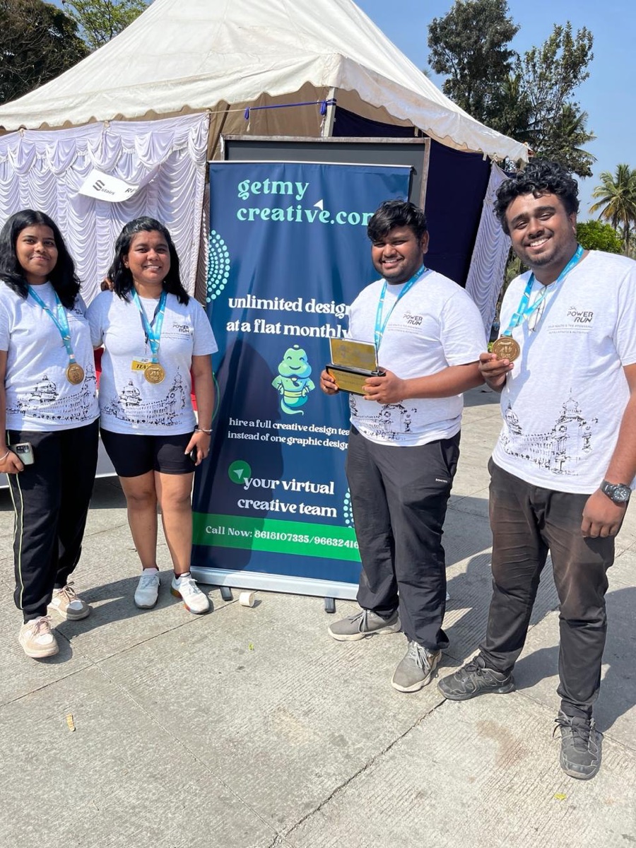 The GetMyCreative team of four at the Namma Power Run stall